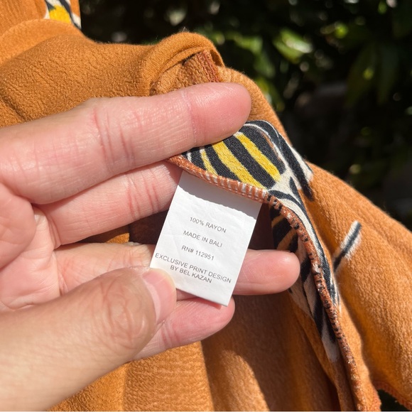 BEL KAZAN La Vie En Rose orange floral rayon surplice flutter sleeve maxi dress - Picture 7 of 7